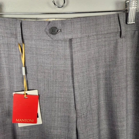 Mantoni 100% Italian Super Fine Wool No Pleat Dress Pants In Gray Size 38R #0413 - Picture 3 of 14